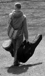 Folk musician on the move
